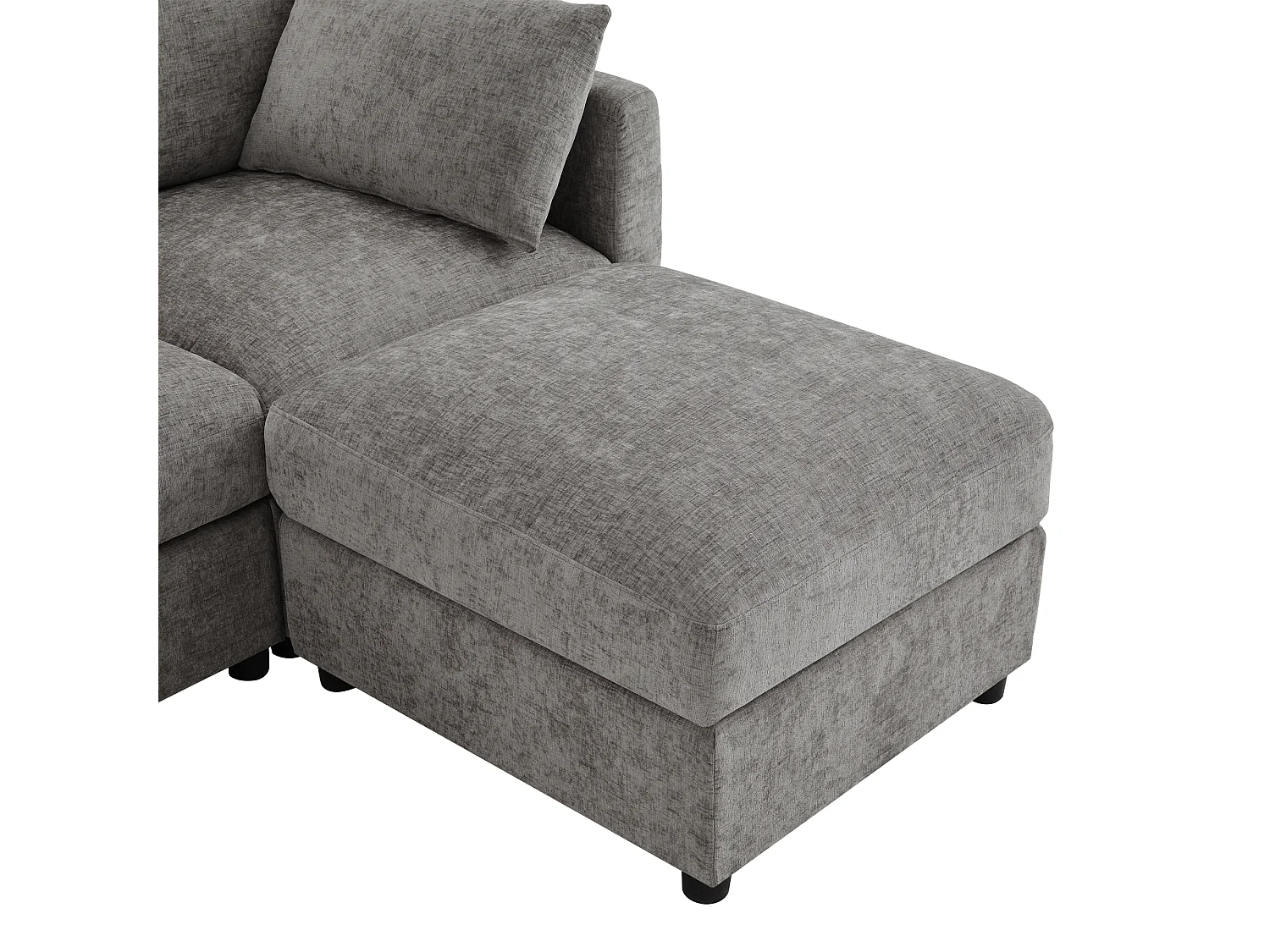 Canapé d'angle en U ou en L - 4 places - avec 2 poufs - accoudoirs réglables - avec 4 coussins + 2 appuie-têtes - gris