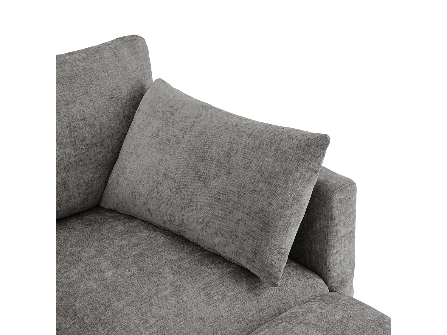 Canapé d'angle en U ou en L - 4 places - avec 2 poufs - accoudoirs réglables - avec 4 coussins + 2 appuie-têtes - gris