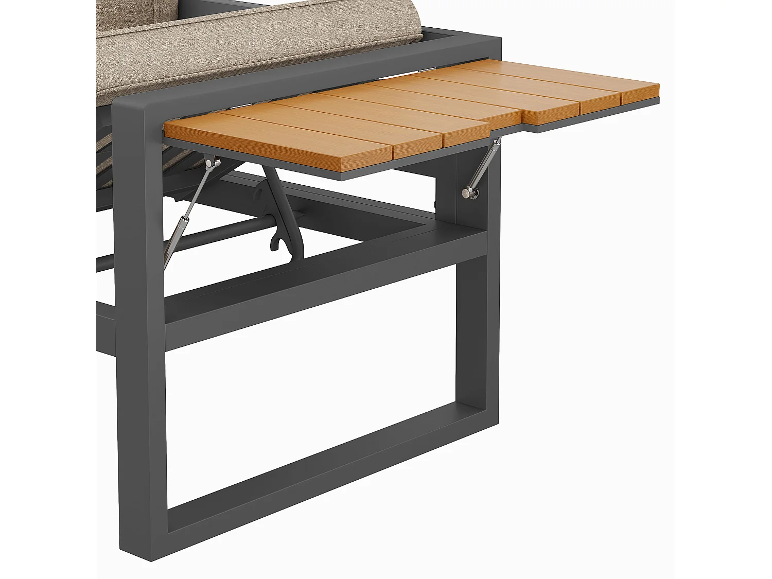 Tuinsalon - 6 zitplaatsen - van gegalvaniseerd staal - hoekbank - met salontafel - blad van kunsthout - en metalen ijsemmer, Beige