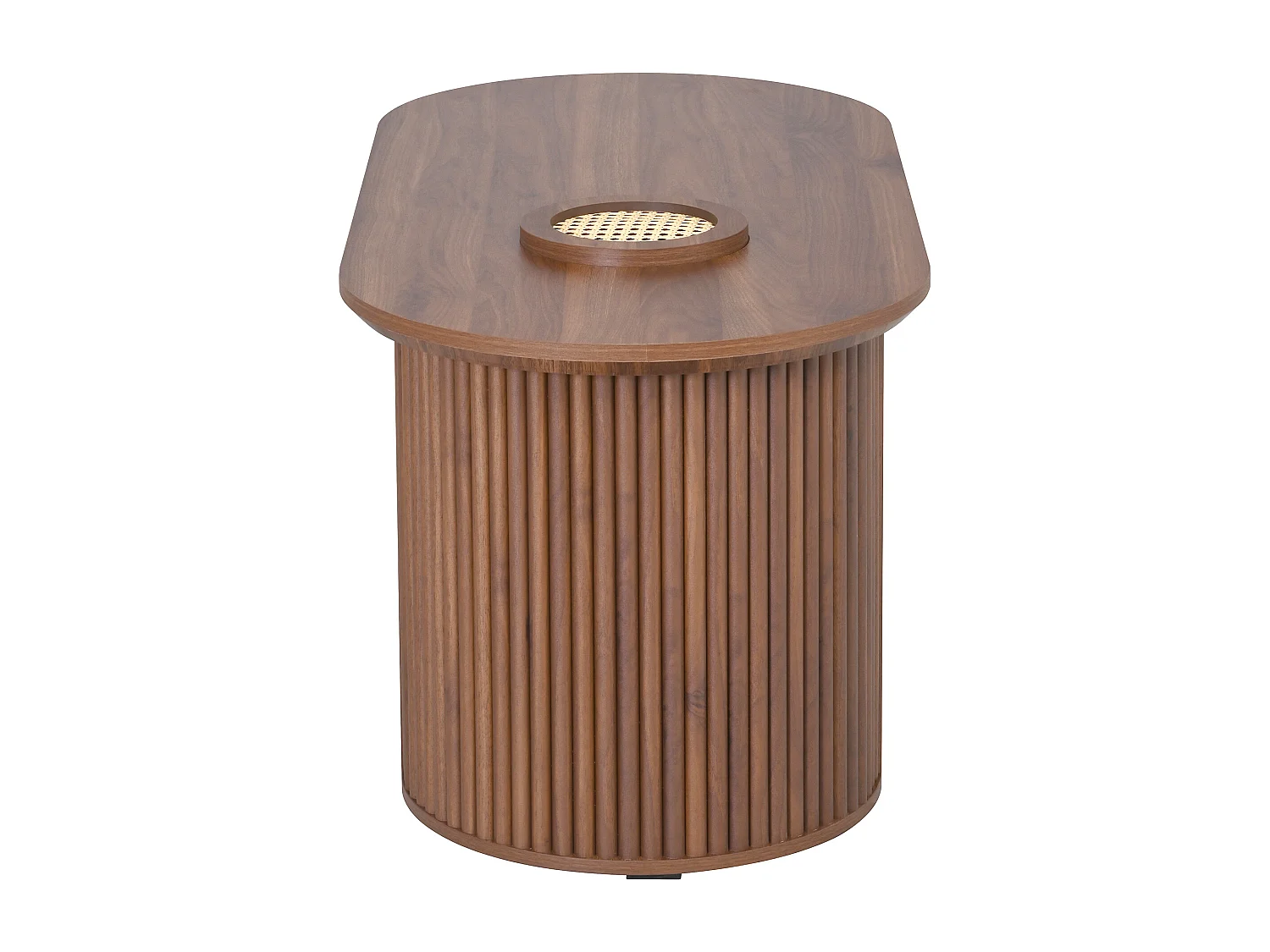 Ovaler Beistelltisch 105x50x46,5 cm - Retro-Stil - Offener Stauraum - MDF - Braun