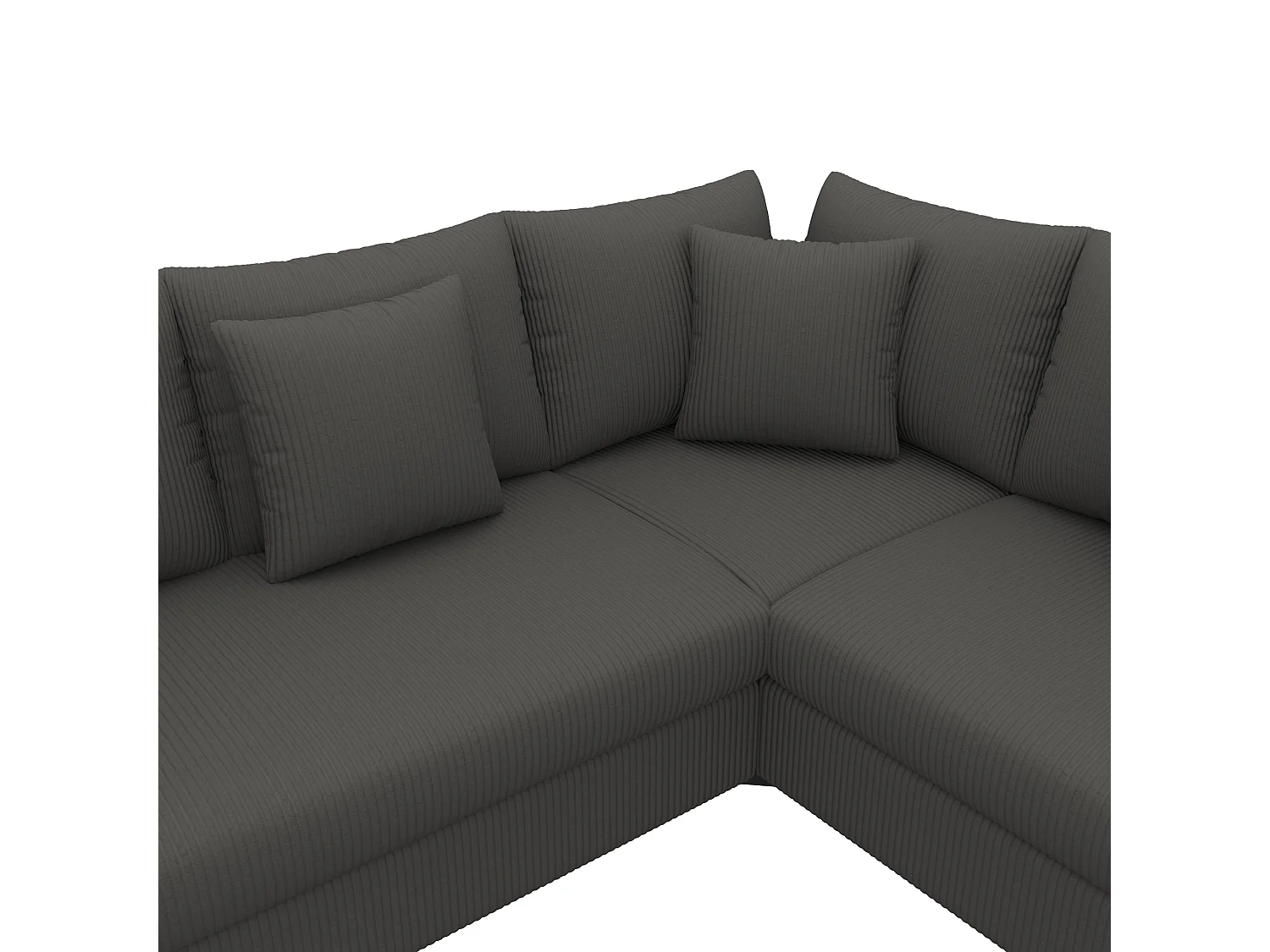 Canapé d'angle en L - 4 places - avec éclairage LED - port de chargement USB - velours côtelé - gris