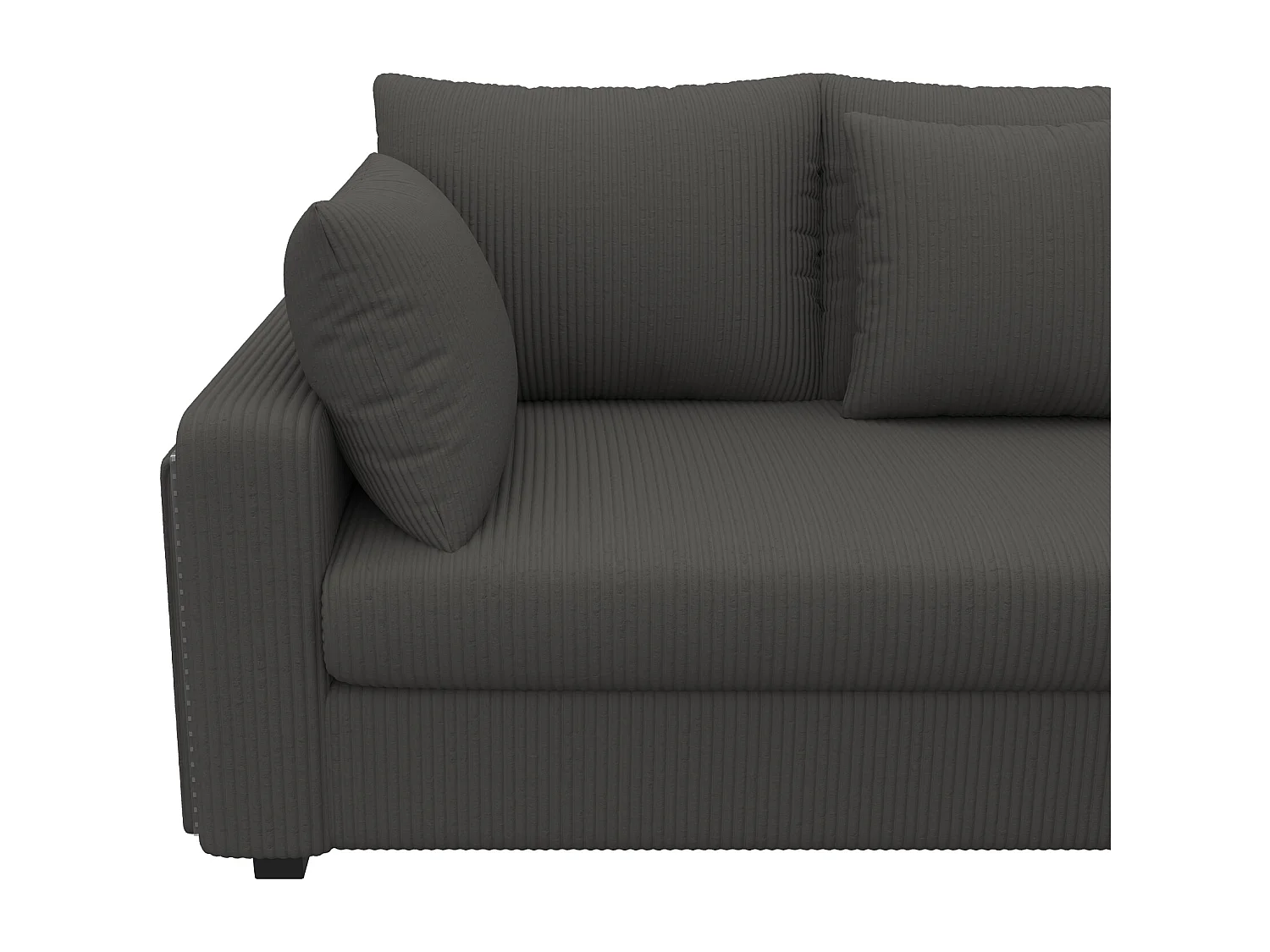 Canapé d'angle en L - 4 places - avec éclairage LED - port de chargement USB - velours côtelé - gris