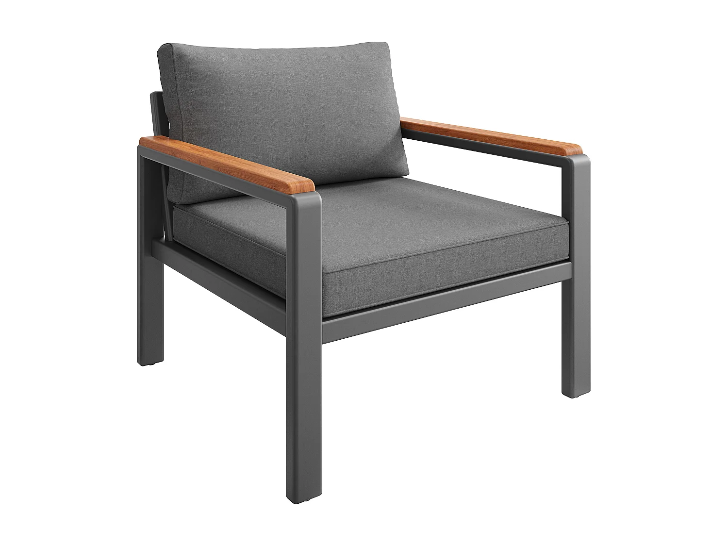 Modulares Garten-Salon-Set - für 6-7 Personen - Gestell aus verzinktem Eisen - mit Beistelltisch und Fußhocker - Grau