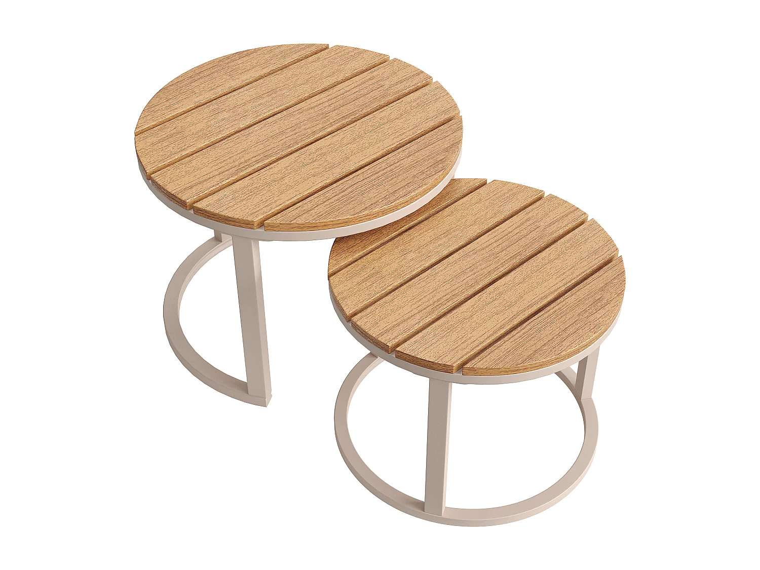 Salon de jardin, ensemble de meubles en rotin PE pour 6-8 personnes - canapé d'angle - en fer galvanisé - 1 fauteuil - table basse gigogne, Beige