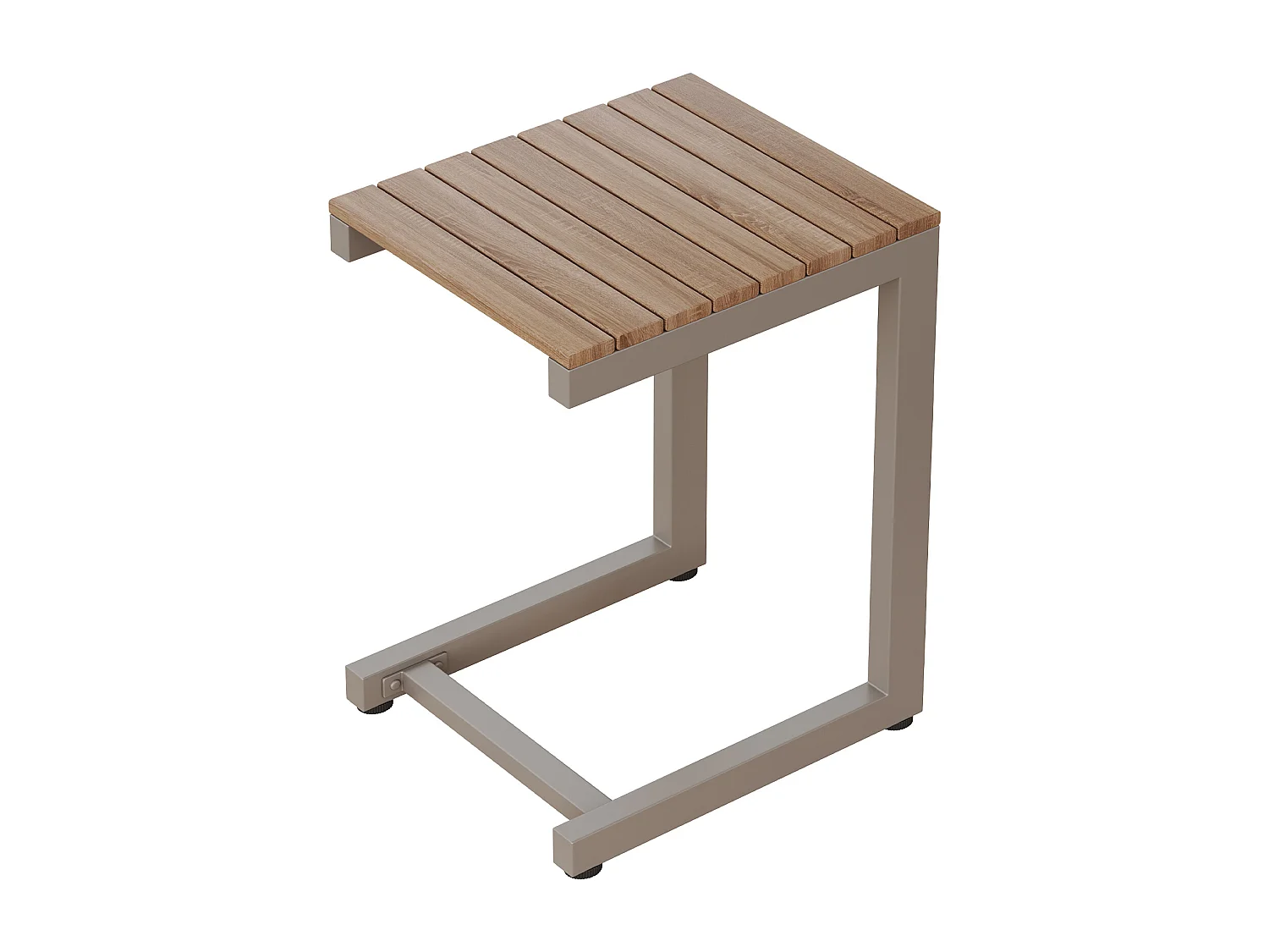 Salon de jardin -3 places - en acier galvanisé - canapé - 1 table d'appoint - plateau en bois plastique - Beige