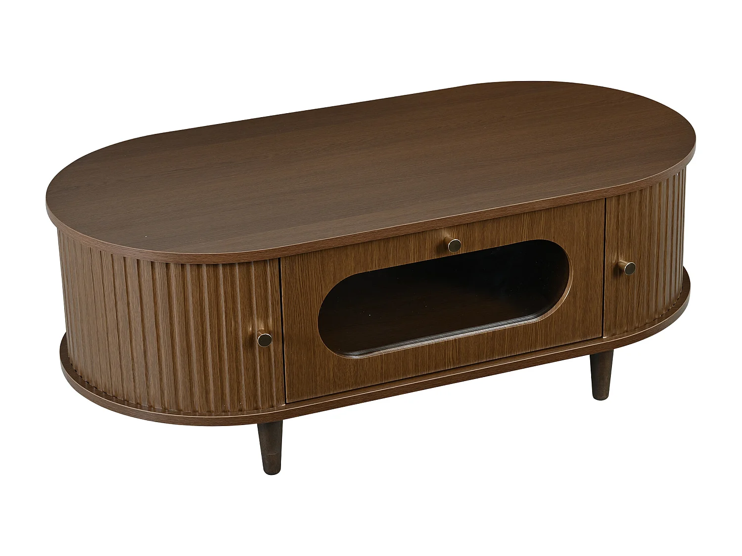 Beistelltisch aus Holzoptik-MDF 100x50x36 cm - 1 Schublade und 2 Schiebetüren - MDF - Braun