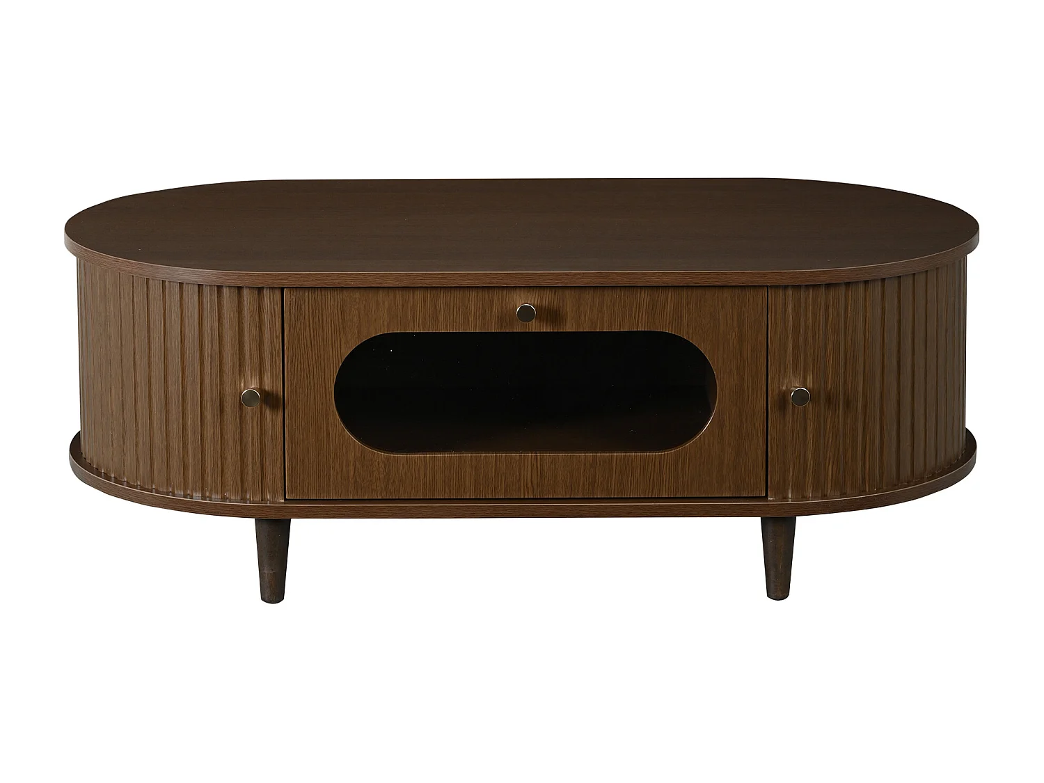 Beistelltisch aus Holzoptik-MDF 100x50x36 cm - 1 Schublade und 2 Schiebetüren - MDF - Braun