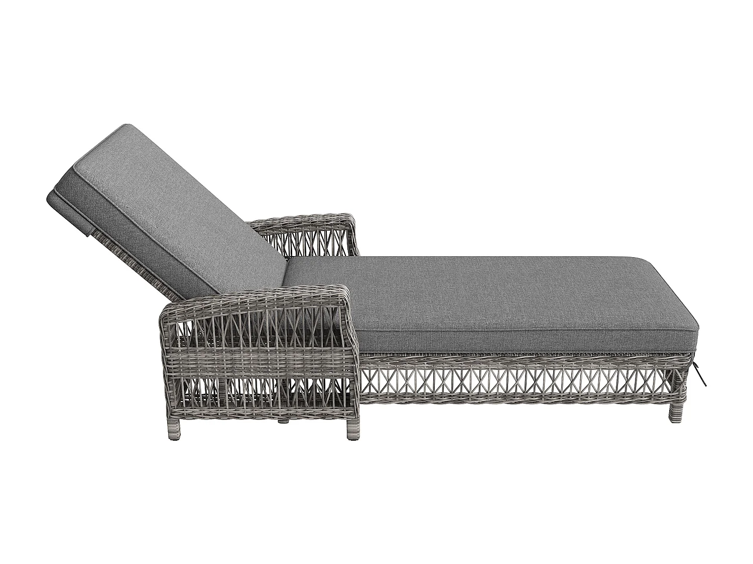 Bain de Soleil Réglable sur 4 Positions pour Terrasse en rotin Résistante aux Intempéries et à la Rouille, Gris