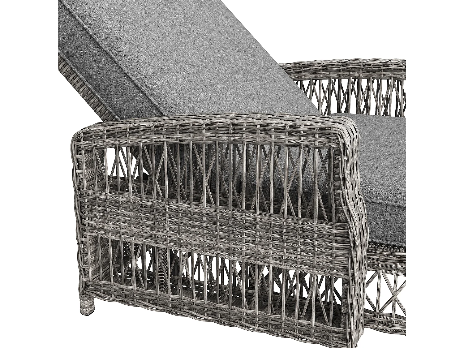 Bain de Soleil Réglable sur 4 Positions pour Terrasse en rotin Résistante aux Intempéries et à la Rouille, Gris