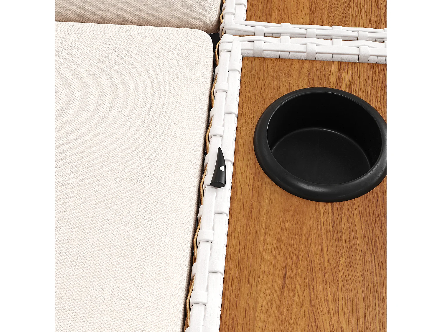 Salon de jardin - Bain de soleil - canapé de jardin - en acier galvanisé - 2 places - Bois d'acacia - avec Pare soleil réglable - beige