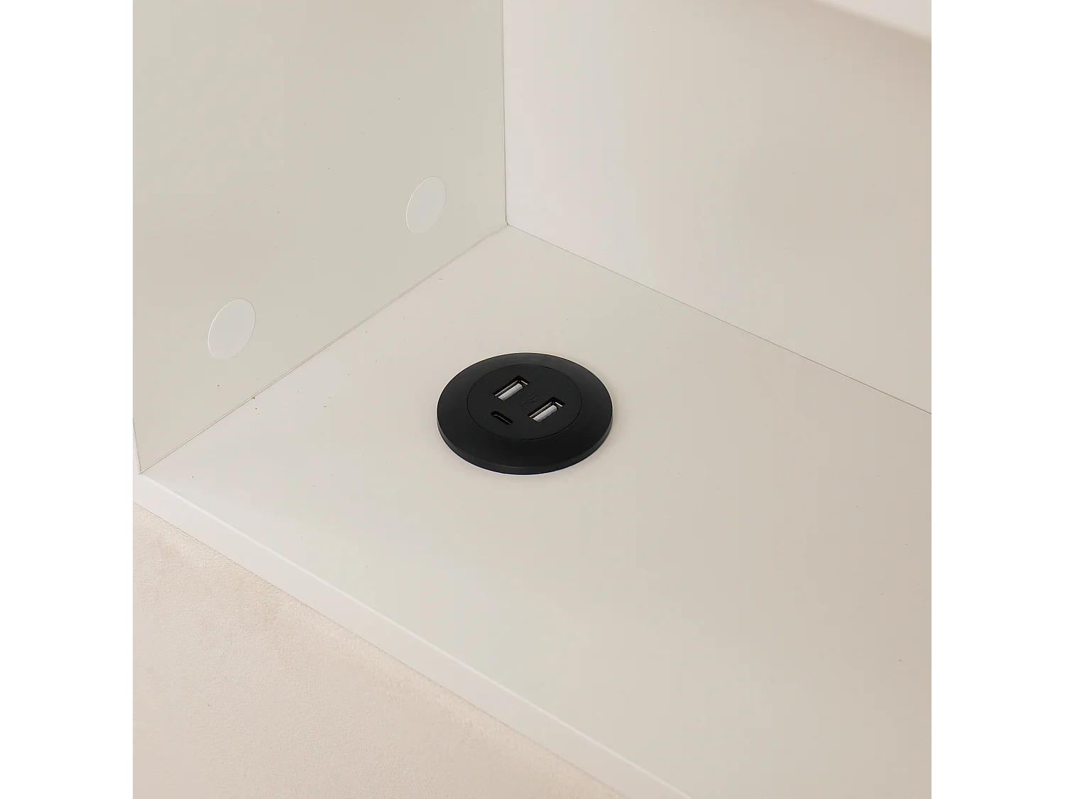 Divano letto imbottito 90x200 cm - con nicchie per animali domestici - LED, porta USB e scomparti di riporre - Velluto - Beige