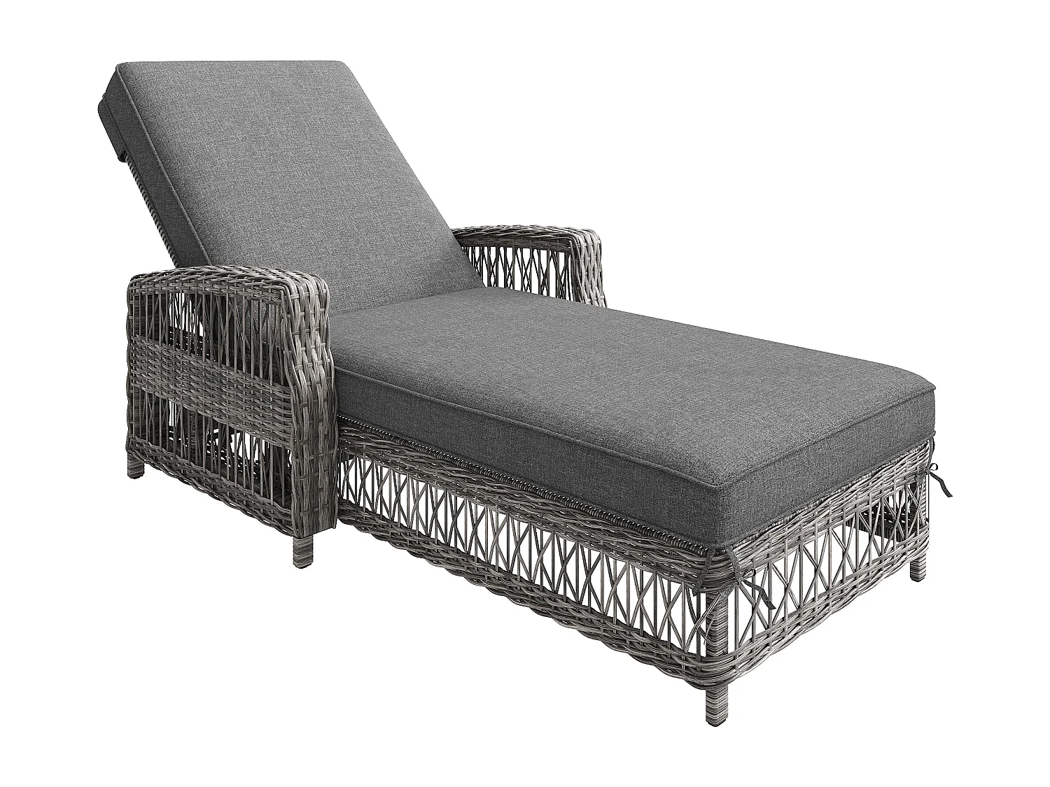 Bain de Soleil Réglable sur 4 Positions pour Terrasse en rotin Résistante aux Intempéries et à la Rouille, 4 places, Gris