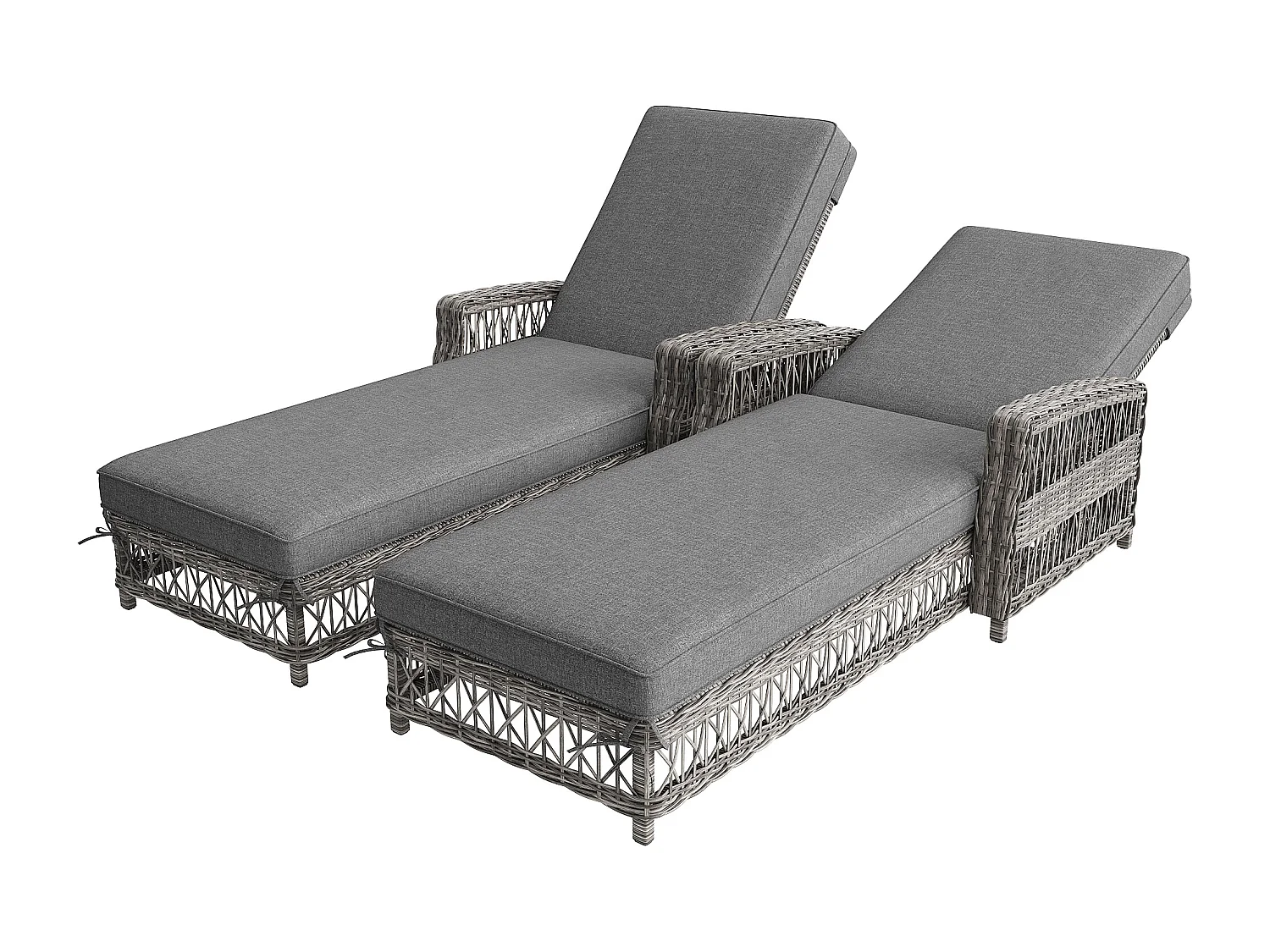 Bain de Soleil Réglable sur 4 Positions pour Terrasse en rotin Résistante aux Intempéries et à la Rouille, 2 places, Gris