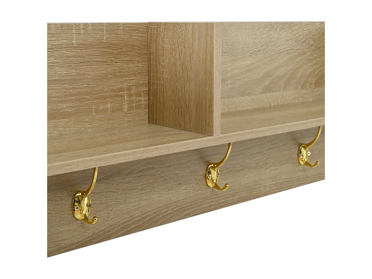 Garderoben-Set für den Eingangsbereich 130x30x174cm - mit 2 Schuhschränken - mit Wandspiegel und Kleiderhaken - Natur + Weiß