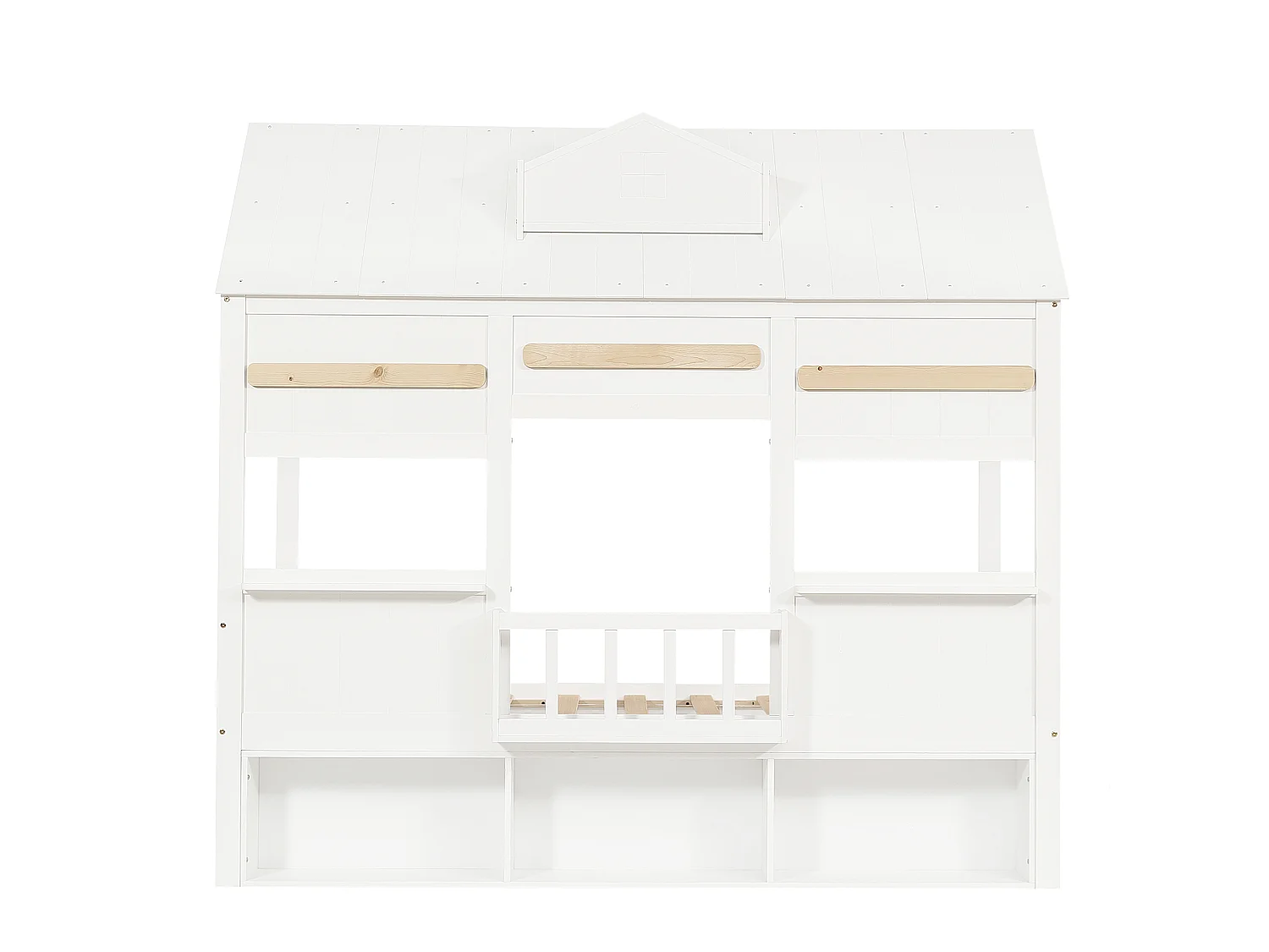 Lit enfant 90x200 cm - conception de maison - avec une bibliothèque - Bois massif + MDF + contreplaqué - blanc (sans matelas)