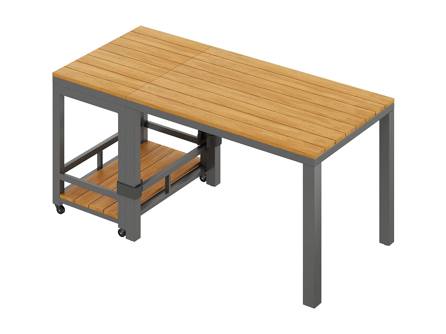 Ensemble de salle à manger de jardin 6 personnes - 4 fauteuils - 1 table - 2 tabourets - en fer galvanisé - en tissu amovibles et lavables - Gris