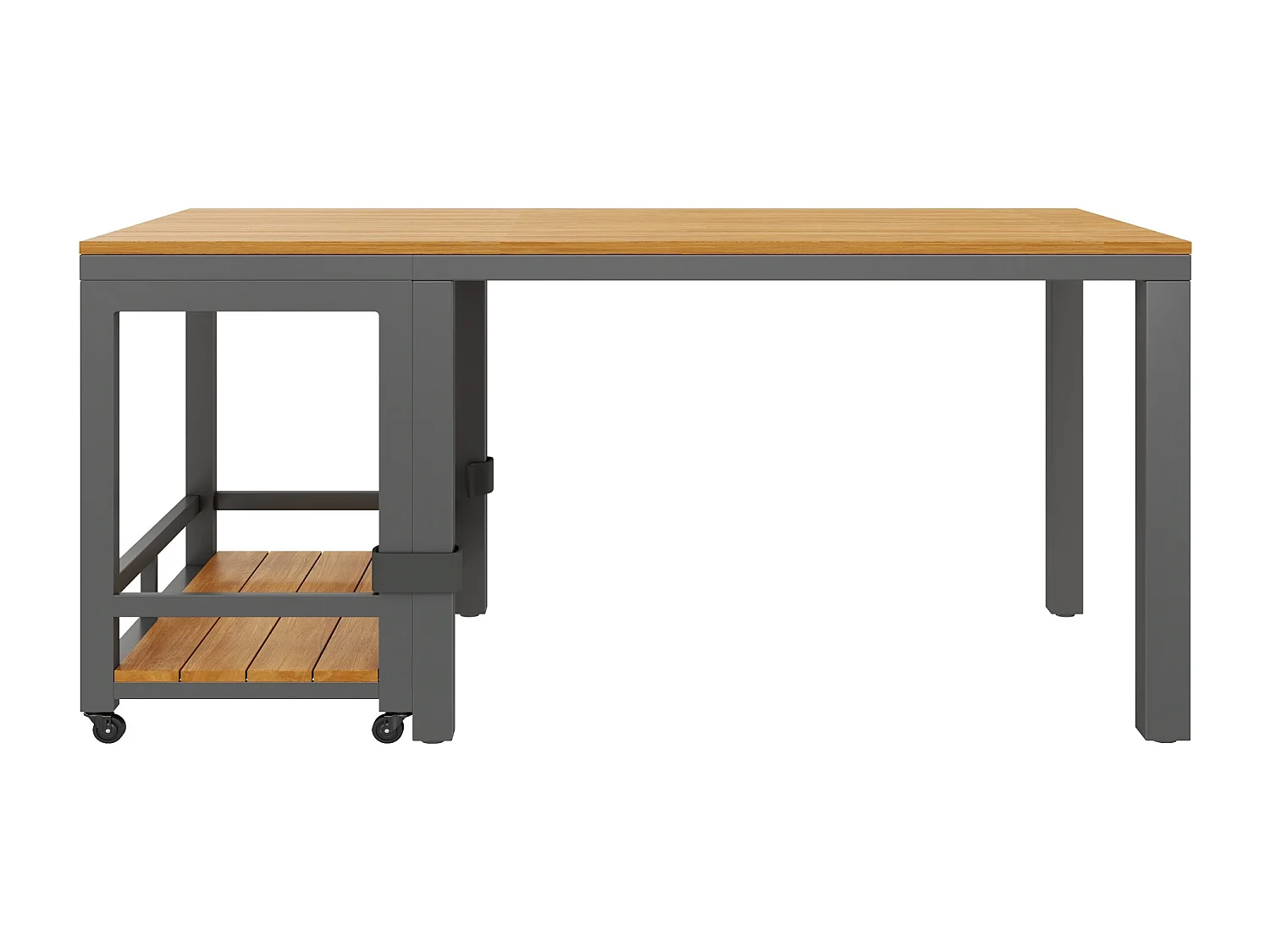 Ensemble de salle à manger de jardin 6 personnes - 4 fauteuils - 1 table - 2 tabourets - en fer galvanisé - en tissu amovibles et lavables - Gris