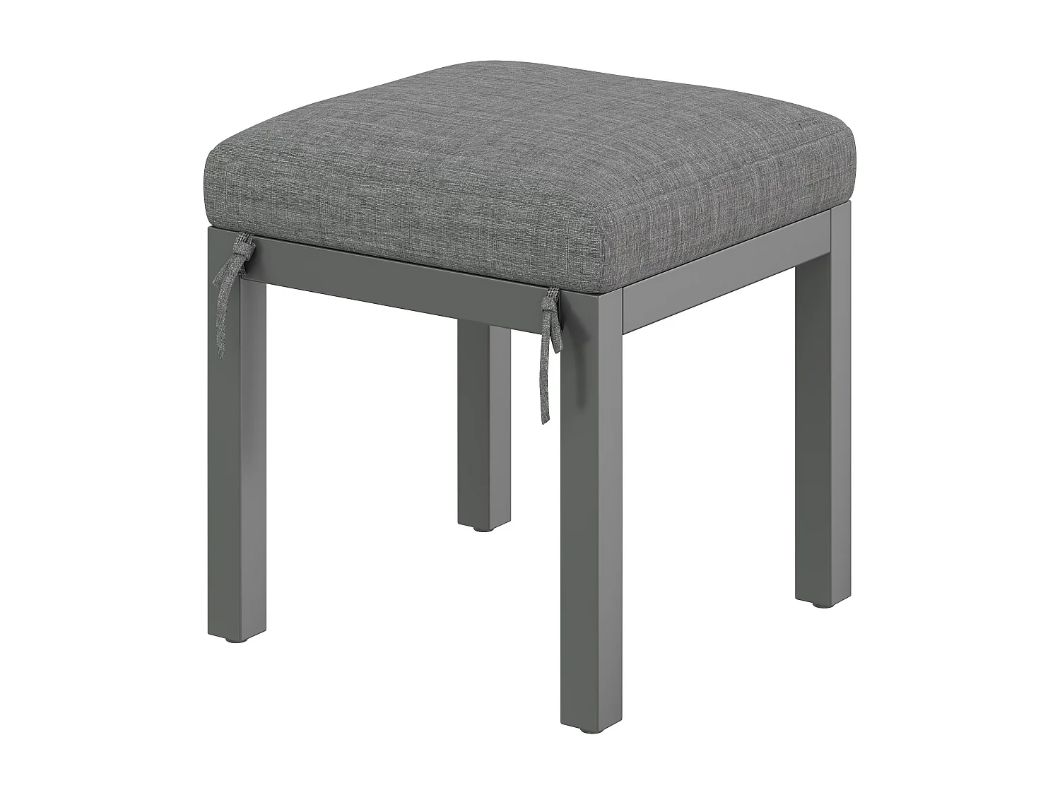 Ensemble de salle à manger de jardin 6 personnes - 4 fauteuils - 1 table - 2 tabourets - en fer galvanisé - en tissu amovibles et lavables - Gris