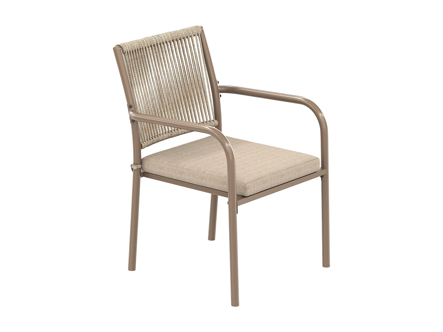 Zestaw jadalniany ogrodowy na 4 osoby - 4 fotele - 1 stół - konstrukcja z żelaza ocynkowanego - Blat ze szkła hartowanego - brązowy