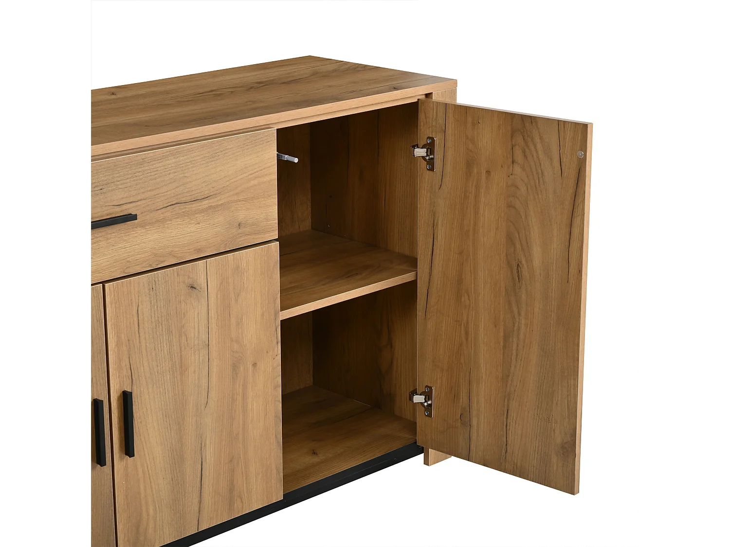 Buffet 160x40x75 cm - 4 portes et 1 tiroir - Étagères réglables - Finition bois - Panneaux de particules - Naturel