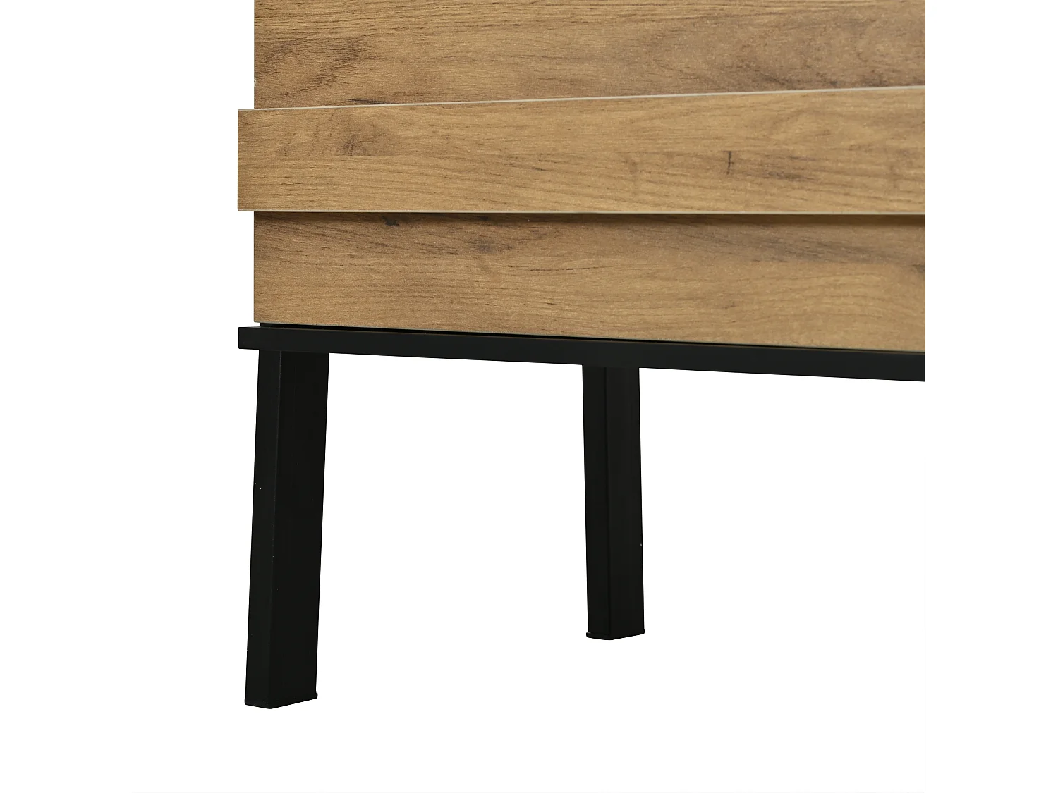 TV-Schrank 175x39,5x53 cm - 2 Türen und offener Stauraum - Spanplatten - Natur und Schwarz