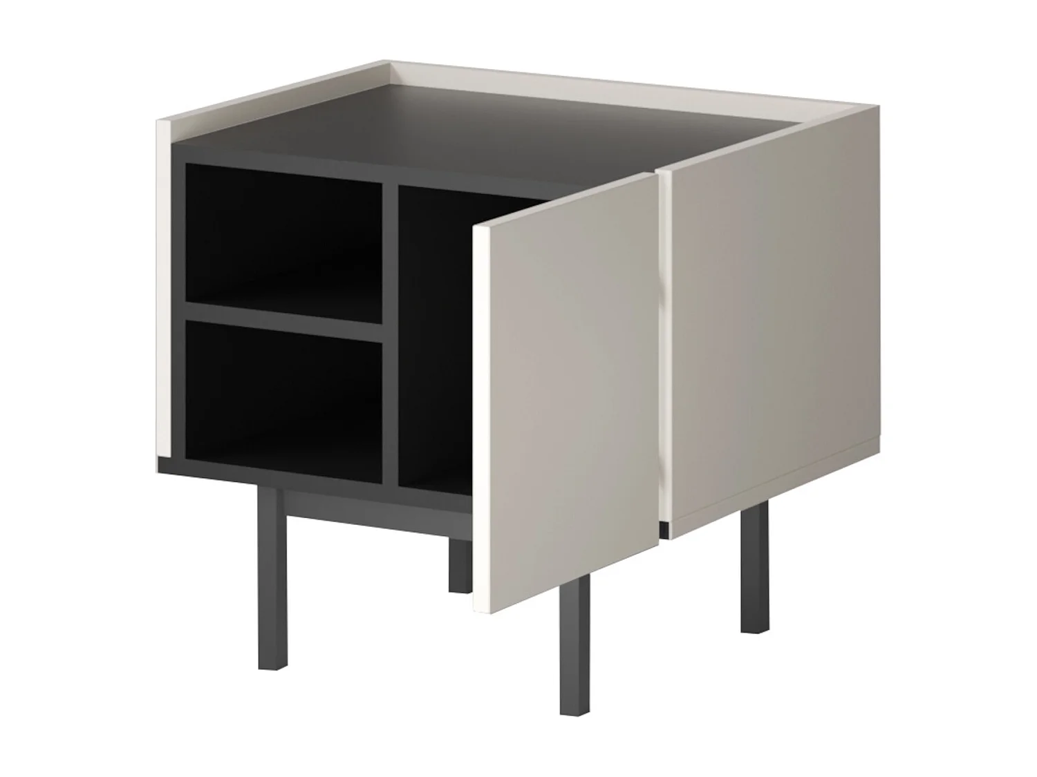 Rechts Nachttisch auf Beinen Noel 50 Kaschmir/Schwarz