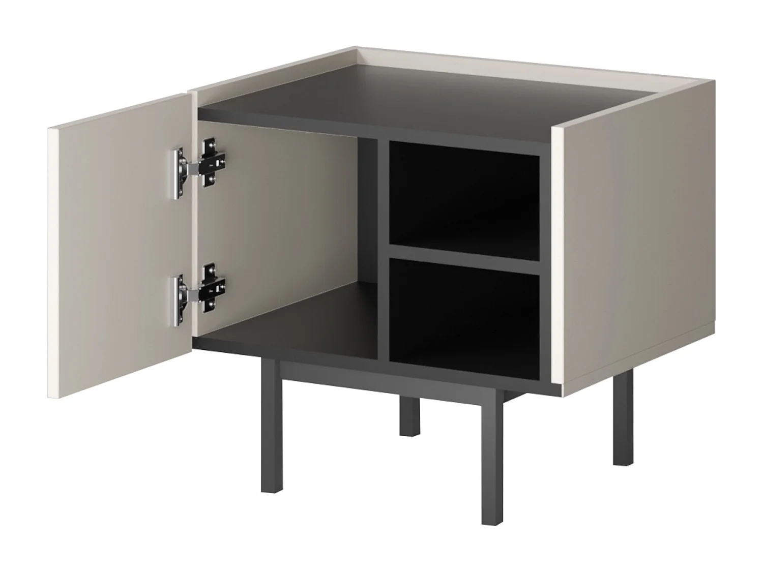 Linker Nachttisch auf Beinen Noel 50 Kaschmir/Schwarz