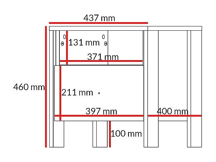 Nachttisch mit Schublade Ethan 1S 45 Eiche Cremona