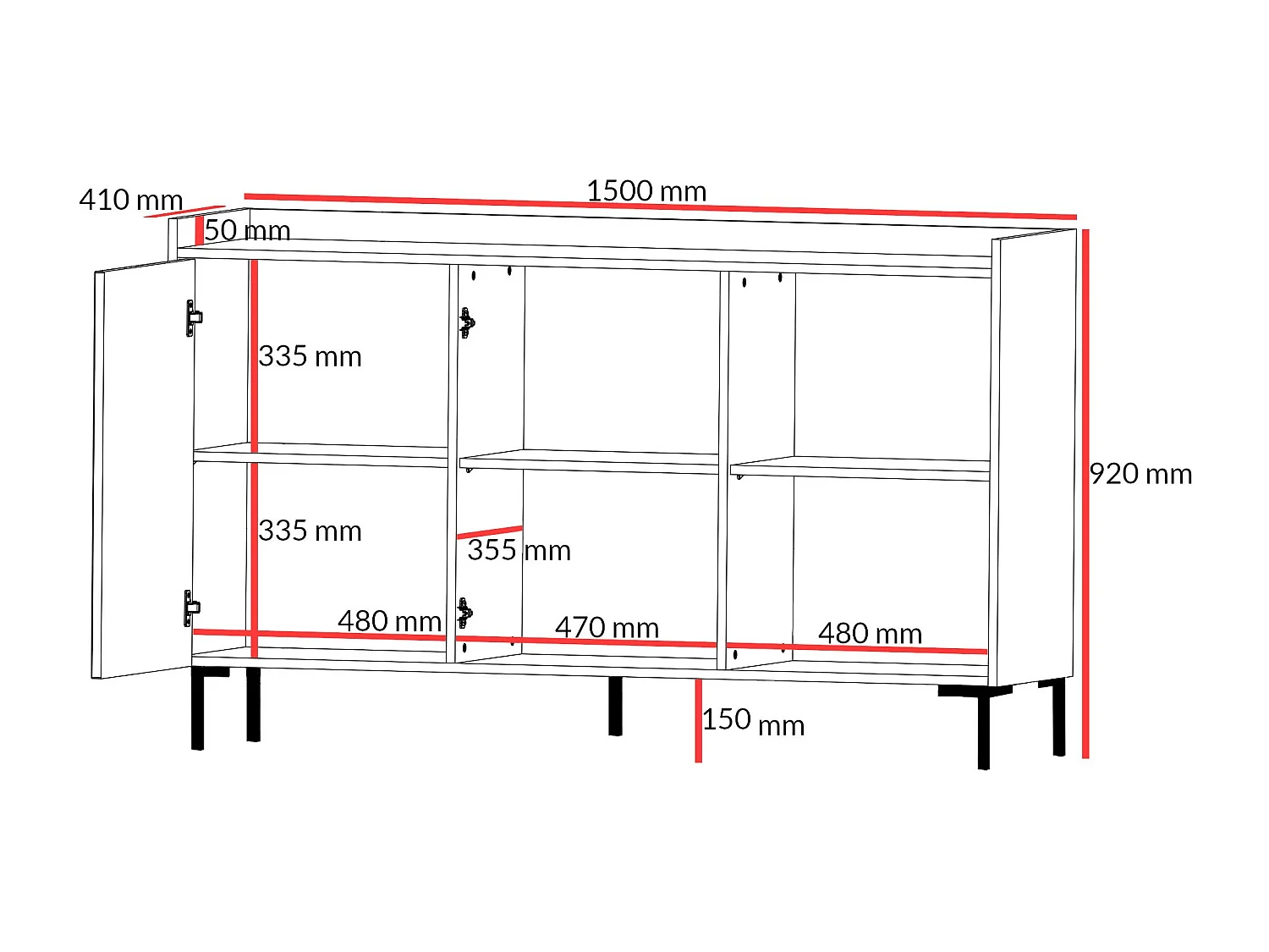 Komoda Liam 3D 150 Biała