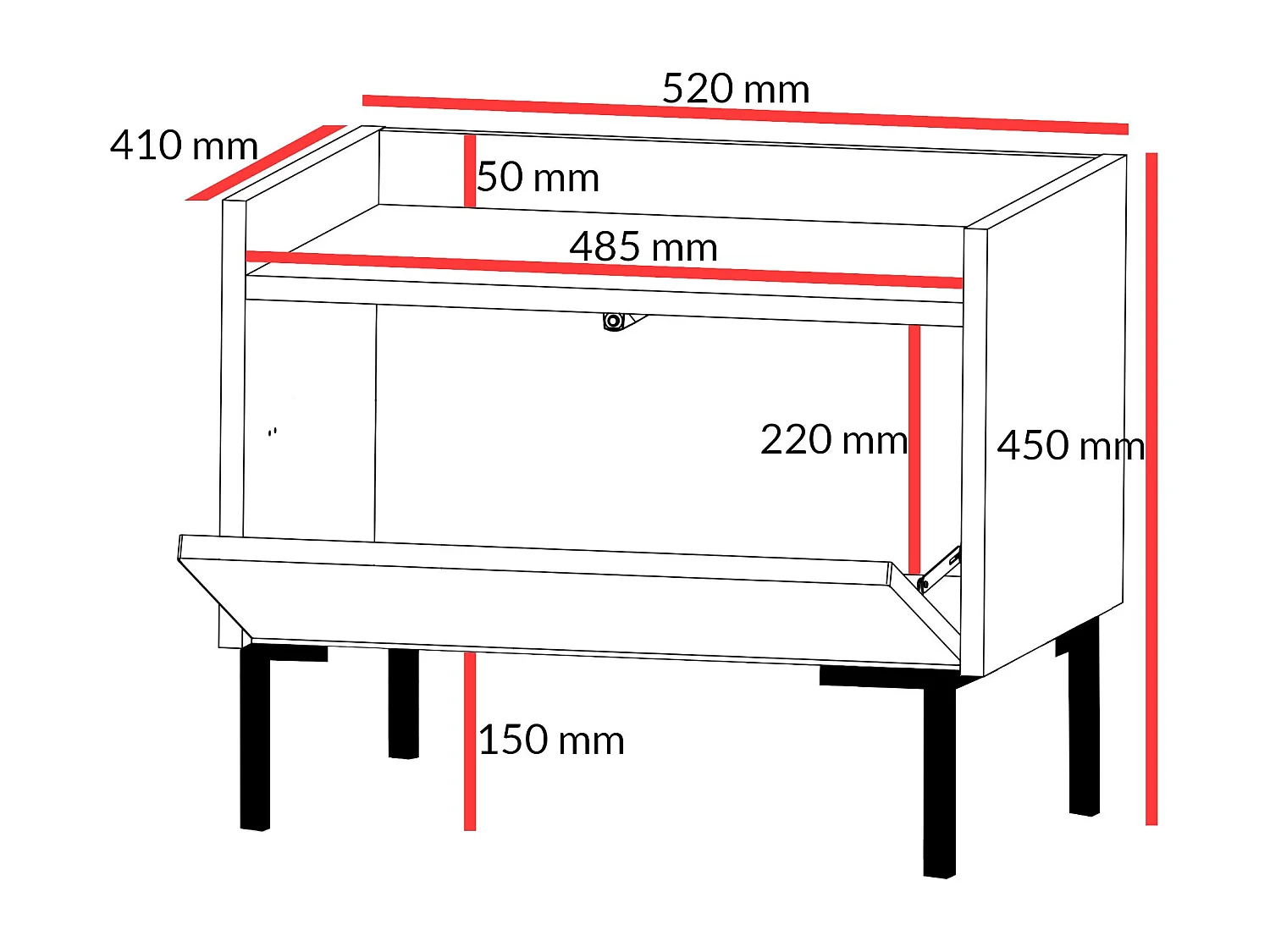 Nachttisch auf Beinen Liam 50 Weiß