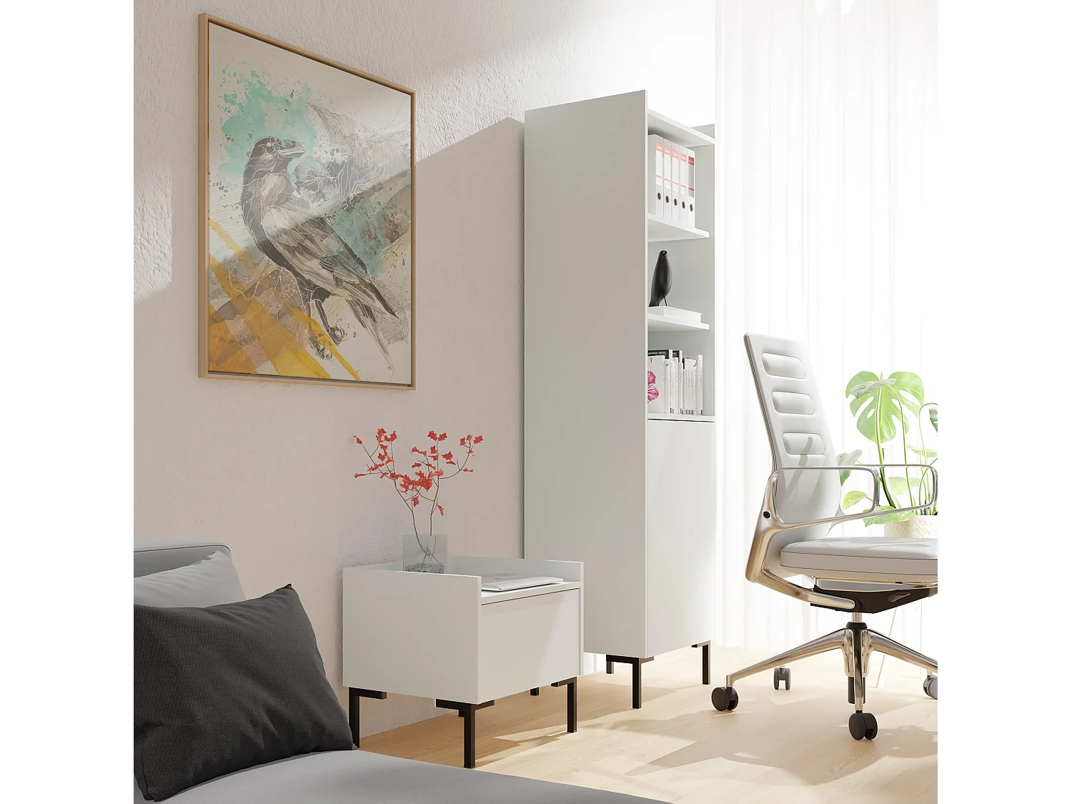 Nachttisch auf Beinen Liam 50 Weiß