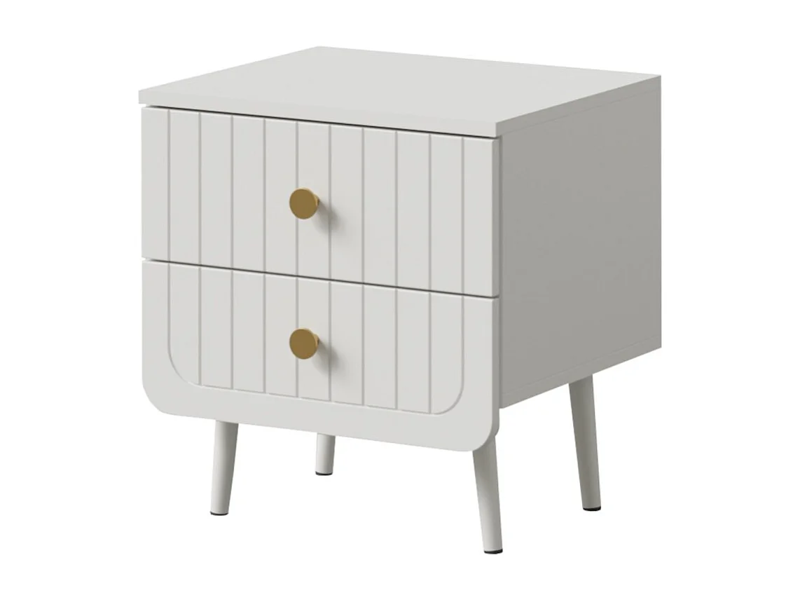 Szafka nocna z szufladami Chloe 2S 50 Biała (czarny lub złoty uchwyt)