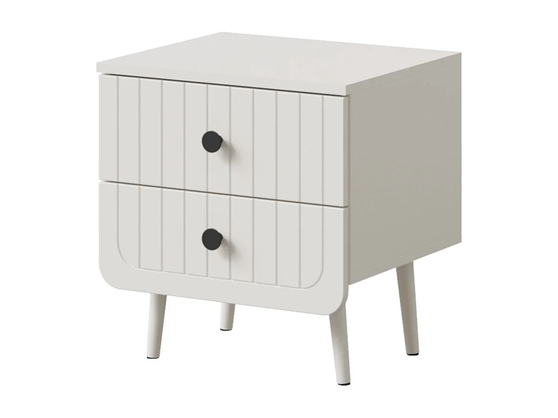Szafka nocna z szufladami Chloe 2S 50 Biała (czarny lub złoty uchwyt)