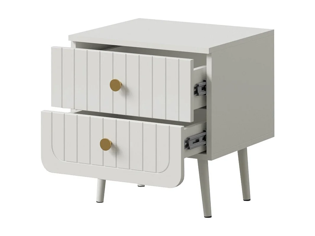 Szafka nocna z szufladami Chloe 2S 50 Biała (czarny lub złoty uchwyt)