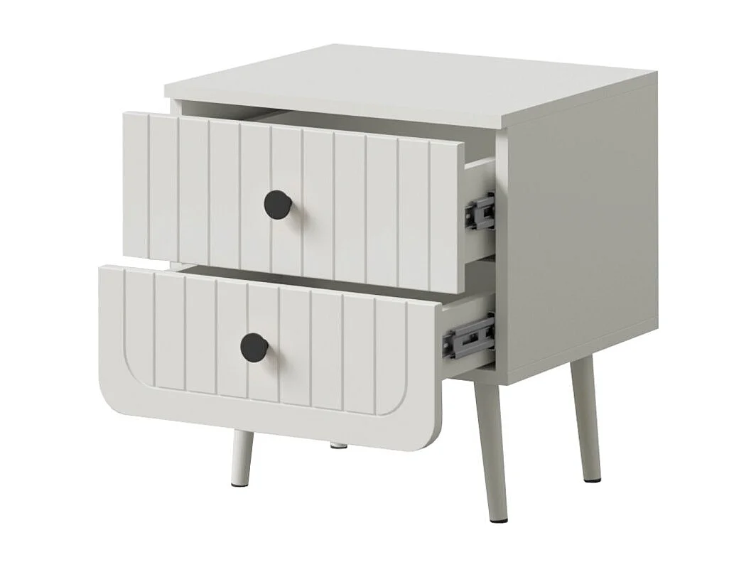 Szafka nocna z szufladami Chloe 2S 50 Biała (czarny lub złoty uchwyt)