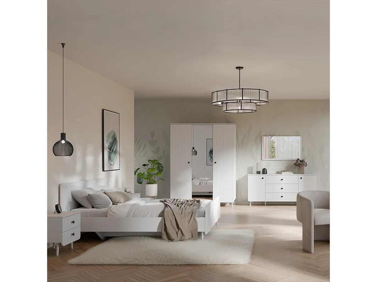 Szafka nocna z szufladami Chloe 2S 50 Biała (czarny lub złoty uchwyt)