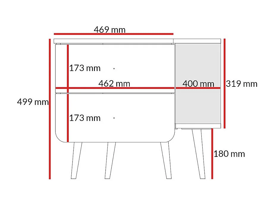 Szafka nocna z szufladami Chloe 2S 50 Biała (czarny lub złoty uchwyt)