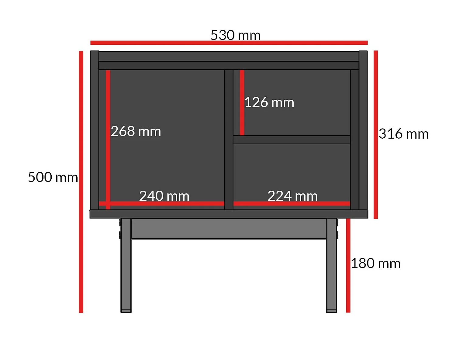 Linker Nachttisch auf Beinen Noel 50 Kaschmir/Cremona-Eiche