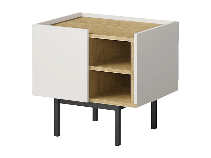 Linker Nachttisch auf Beinen Noel 50 Kaschmir/Cremona-Eiche