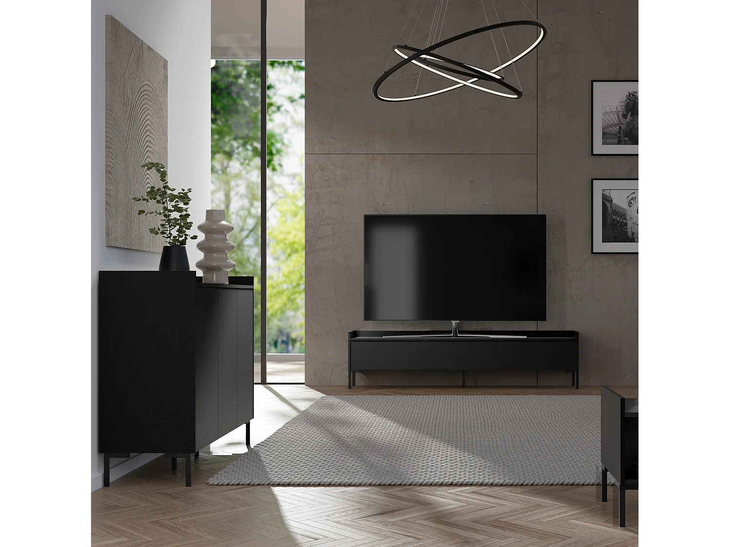 Komoda Liam 3D 150 Czarna