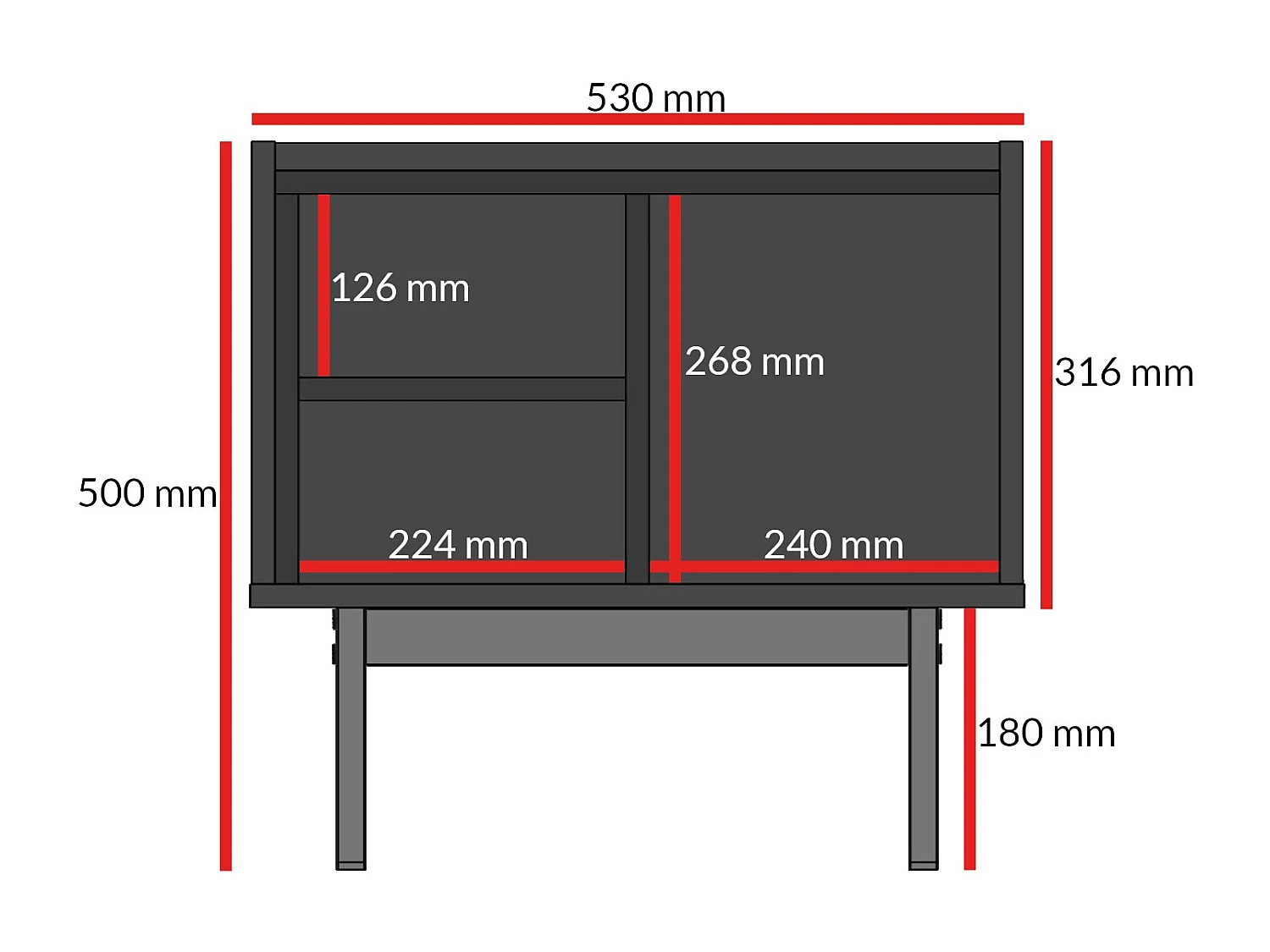 Rechts Nachttisch auf Beinen Noel 50 Kaschmir/Cremona-Eiche