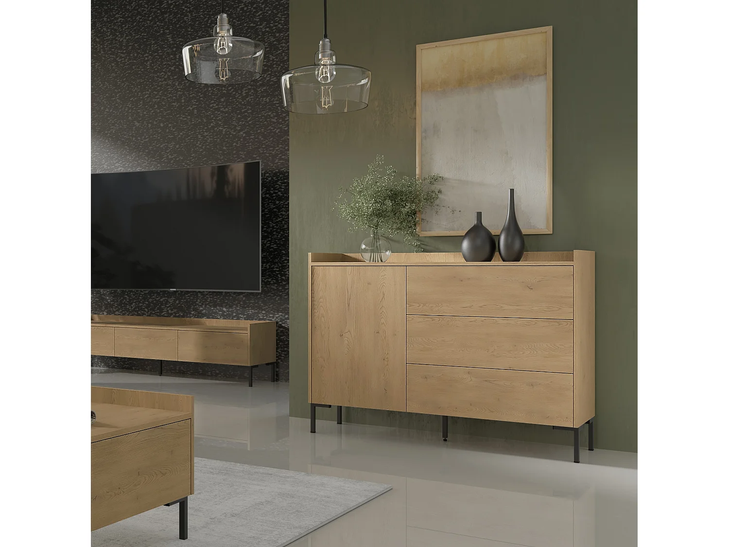 Komoda z szufladami Liam 1D3S 125 Dąb Cremona