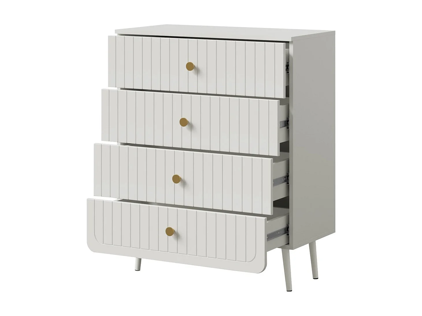 Komoda z szufladami Chloe 4S 80 Biała (czarny lub złoty uchwyt)