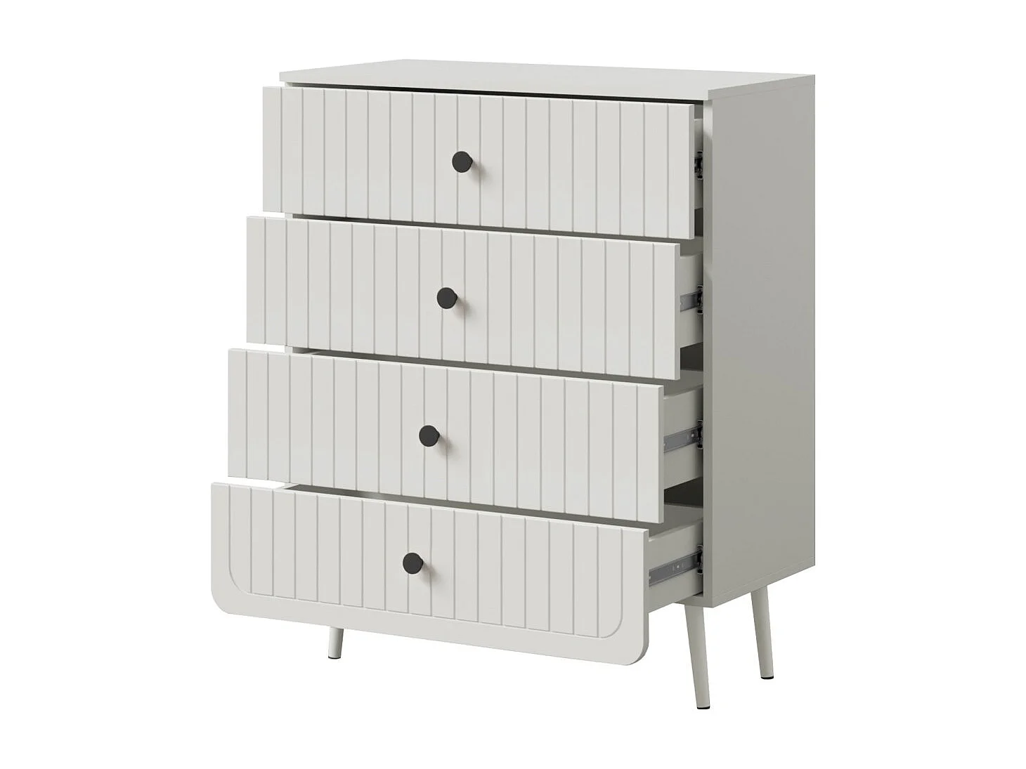 Komoda z szufladami Chloe 4S 80 Biała (czarny lub złoty uchwyt)