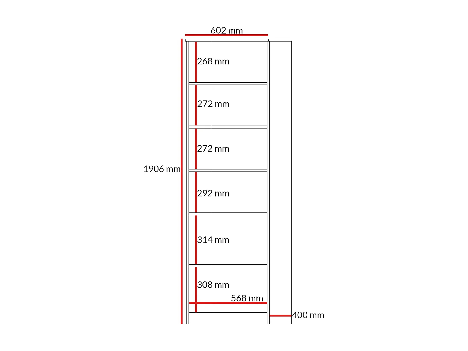 Regal mit Drehtüren Billz 1D 60 Kaschmir/Eiche Cremona