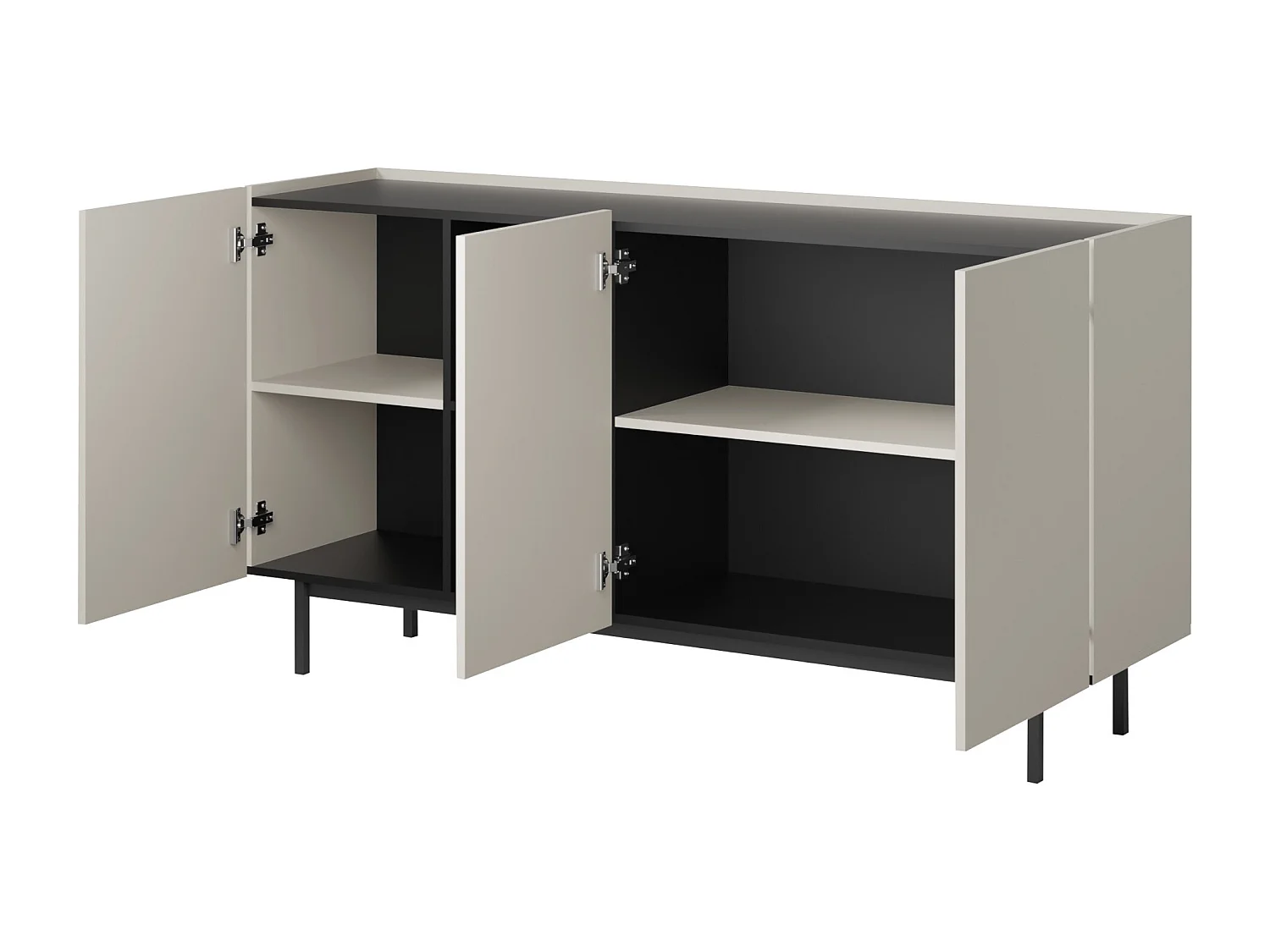 Kommode mit Klapptüren Noel 3D 165 Kaschmir / Schwarz