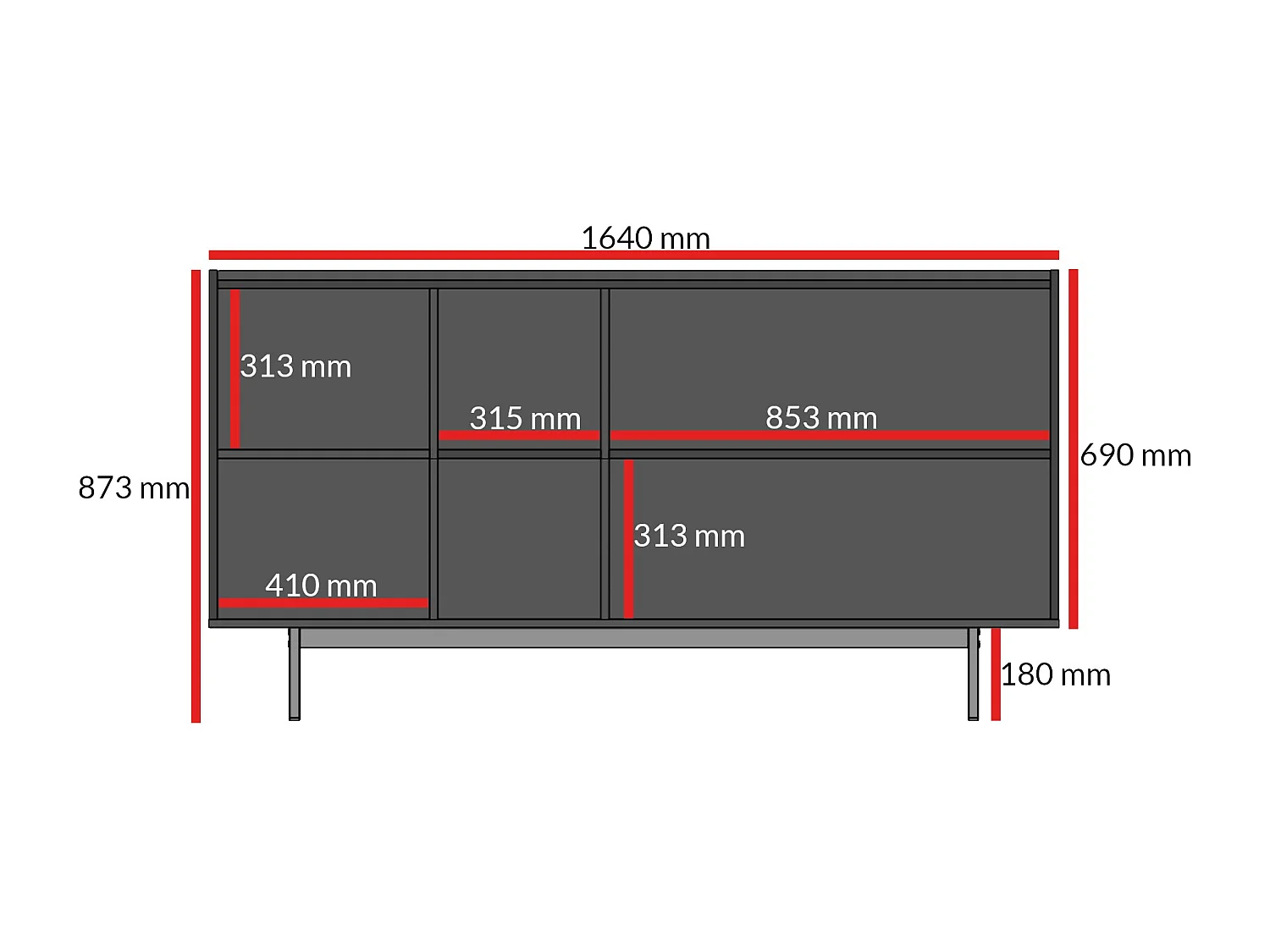 Kommode mit Klapptüren Noel 3D 165 Kaschmir / Schwarz