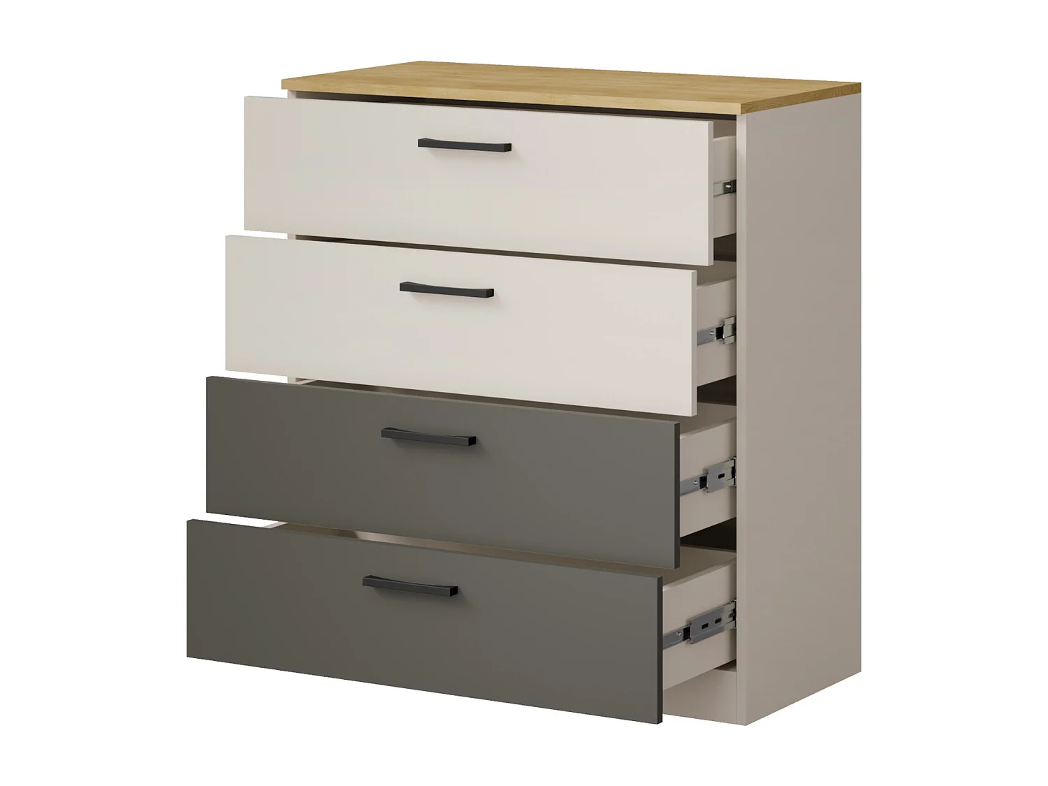 Kommode mit Schubladen Billz 4S 80 Kaschmir/Eiche Cremona