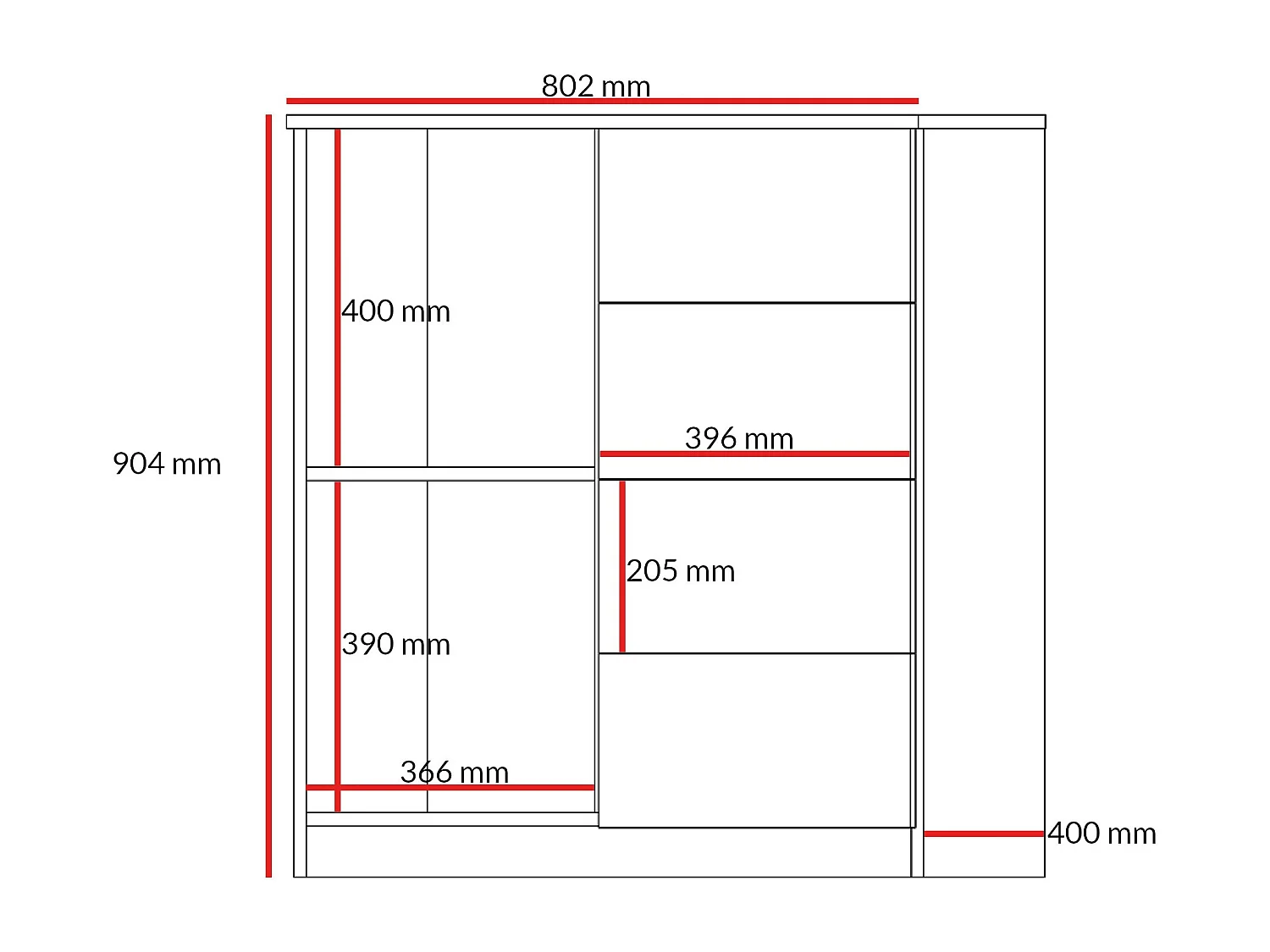 Kommode mit Schubladen Billz 4S 80 Kaschmir/Eiche Cremona