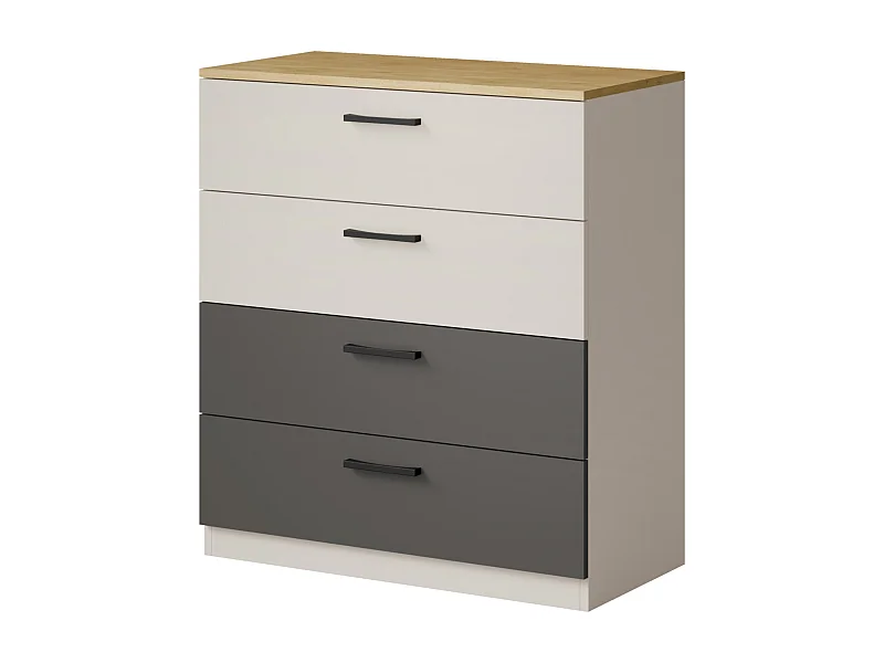 Kommode mit Schubladen Billz 4S 80 Kaschmir/Eiche Cremona